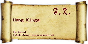 Hang Kinga névjegykártya